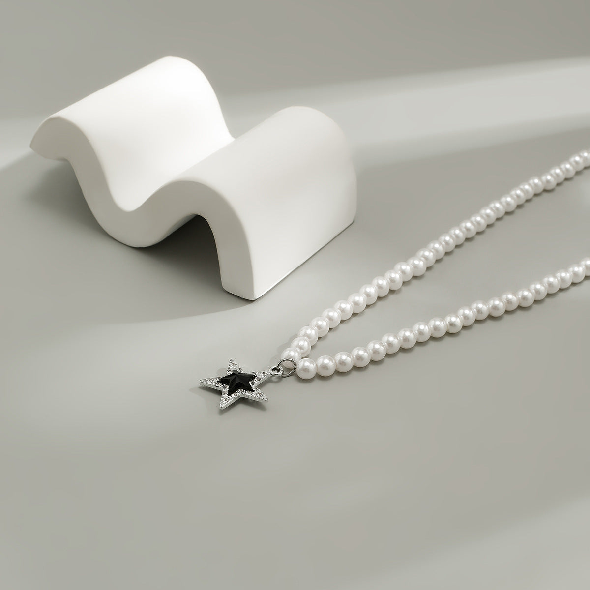 Collar de perlas con colgante de acero inoxidable para hombre