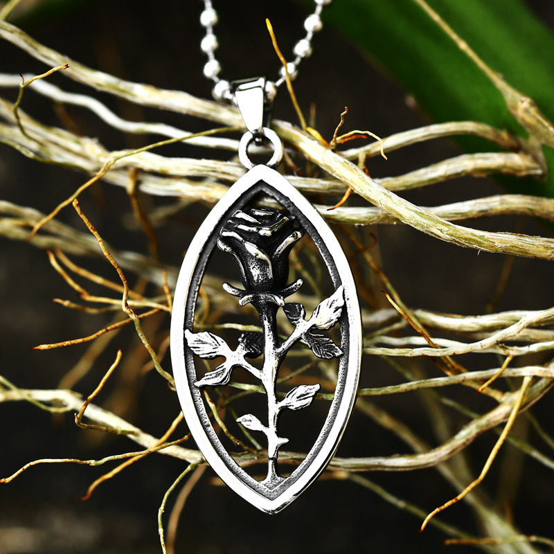 Pendentif en acier titane motif Rose creuse, mode Simple en acier titane pour hommes et femmes, accessoires en acier inoxydable