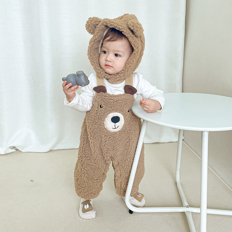 Combinaison bébé automne et hiver, vêtements en velours pour bébé, bretelles ours