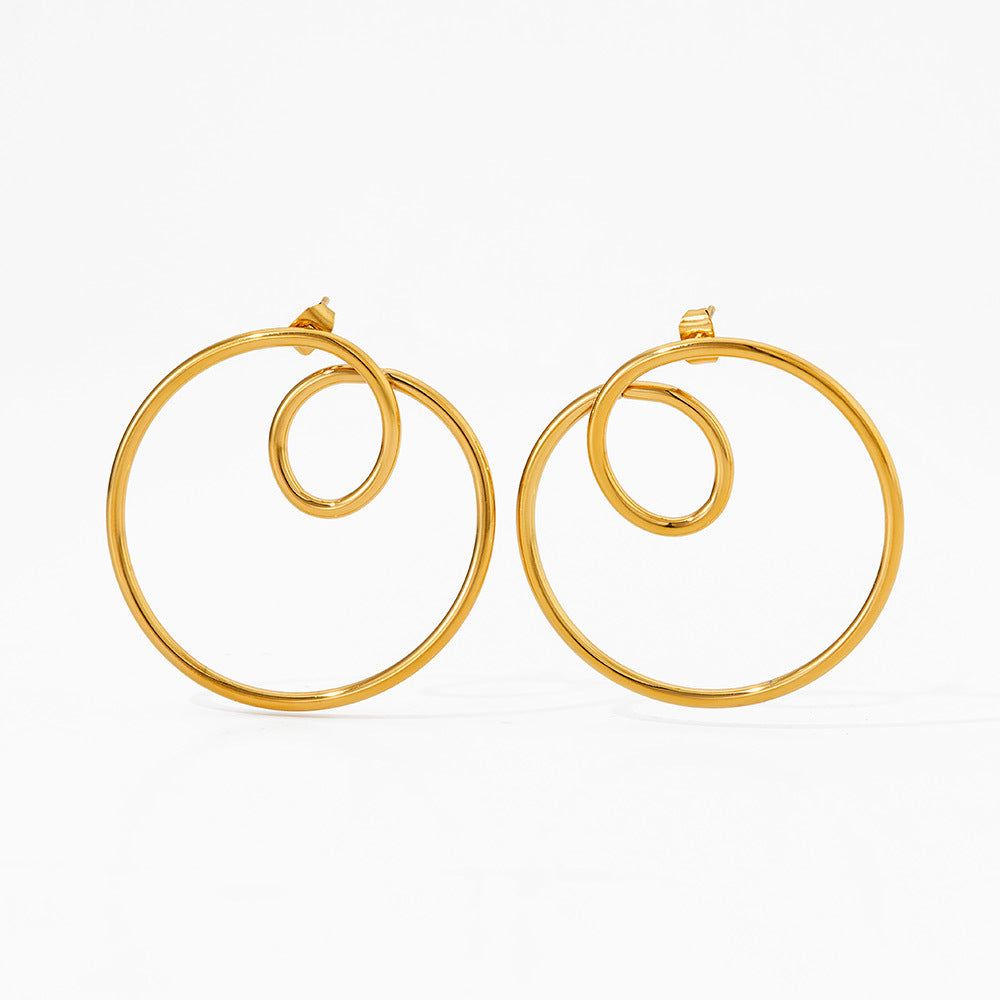 Boucles d'oreilles épurées Boucles d'oreilles courbes en cercle géométrique en acier inoxydable