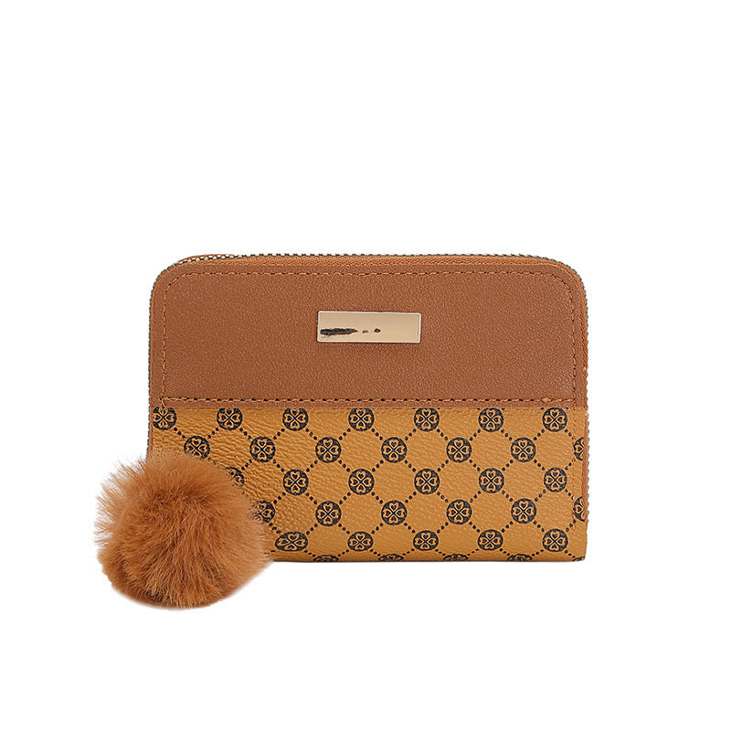 Portefeuille court de sac de style coréen de contraste de couleur d'impression des femmes