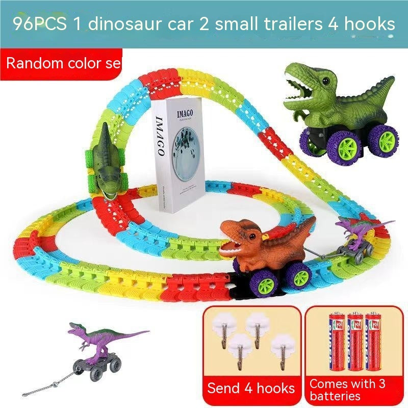 Jouet en plastique électrique de piste de dinosaure de montagnes russes pour enfants