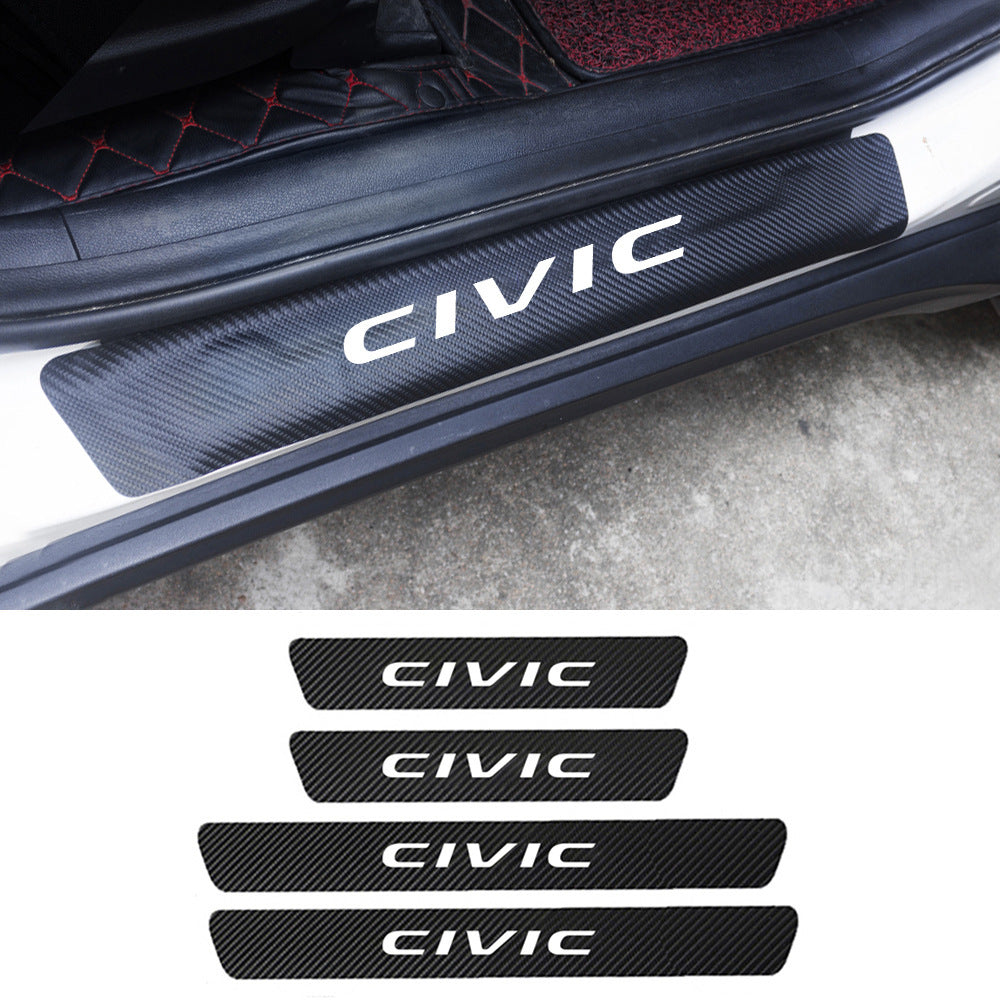 Creative Letter Carbon Fiber Leather Car Threshold Strip