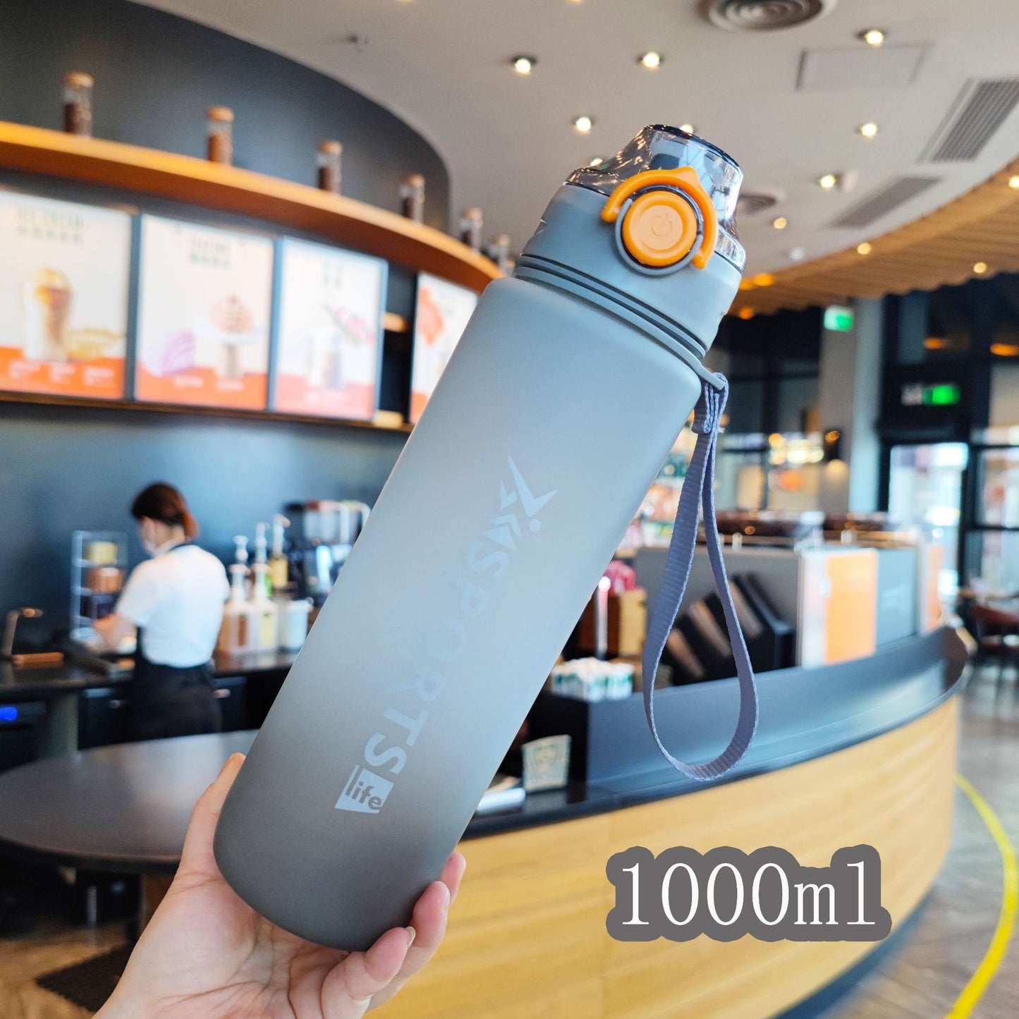 Tasse de fitness de sport de grande capacité 1L à dégradé arc-en-ciel