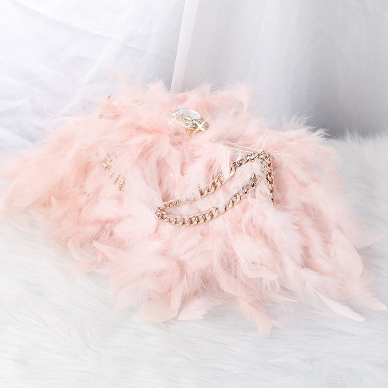Sac messager de soirée en chaîne incrusté de strass Dinner