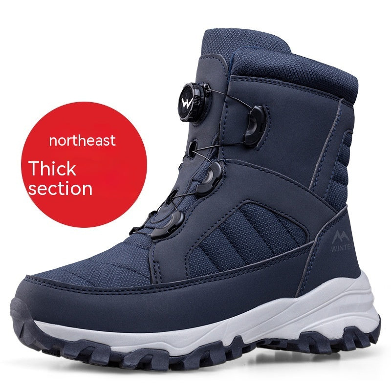 Botas de nieve con botones para hombre y mujer gruesas con forro polar