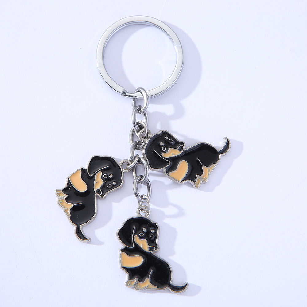 Porte-clés en métal ciré pour chien de compagnie de style américain