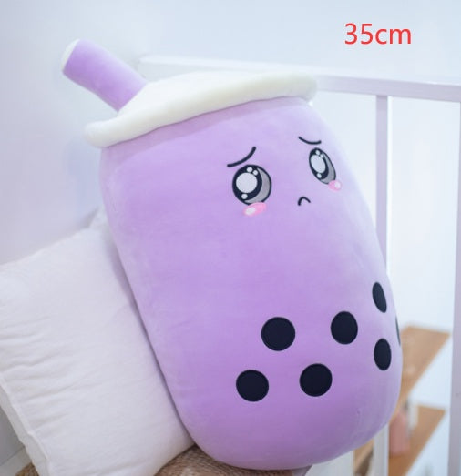 Peluche de boisson aux fruits, mignonne, douce, fraise, lait, thé, tasse de thé Boba, jouet bulle de thé, oreiller, coussin, cadeau pour enfants