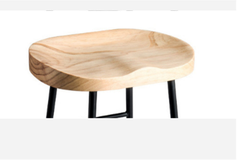 Taburete de bar de hierro forjado, taburete de bar, taburete alto de madera maciza, silla de bar