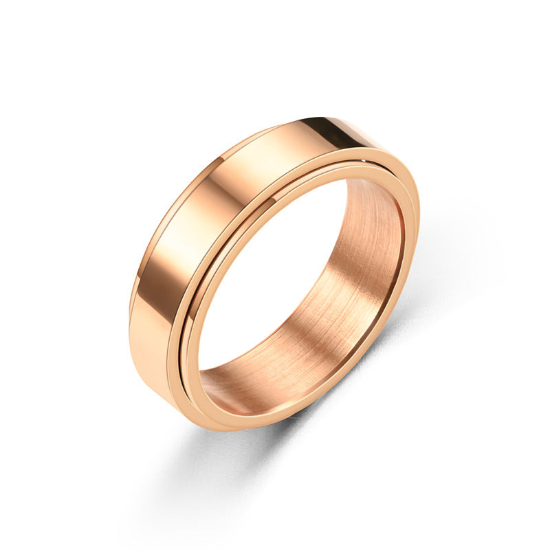 Bague végétale en titane à action tournante pour femmes
