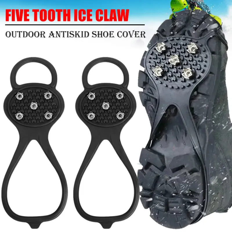 Pince à glace unisexe à 5 dents pour hommes, pour chaussures, Crampons, Crampons pour Crampons de neige, couvertures antidérapantes d'escalade et de randonnée