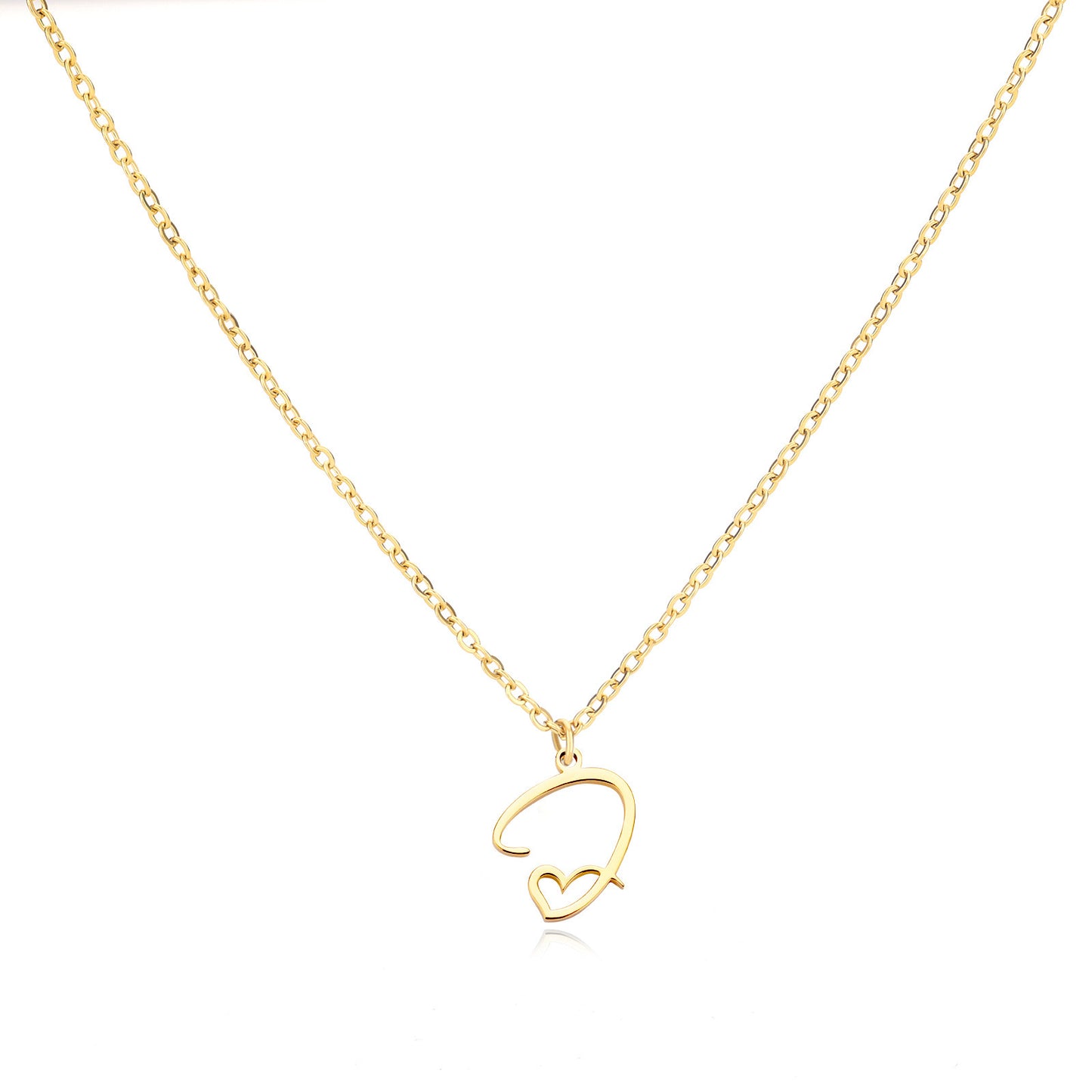 Collier créatif en acier inoxydable avec pendentif lettre cœur Simple pour femmes