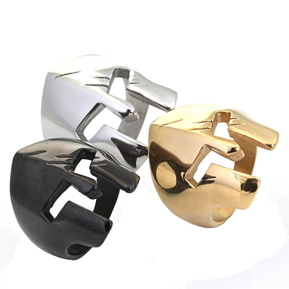 Stainless Steel Titanium Three-color Helmet Ring