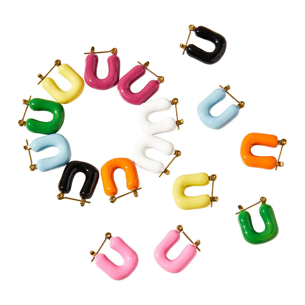 Girly Style Stainless Steel Alphabet Letter Earrings