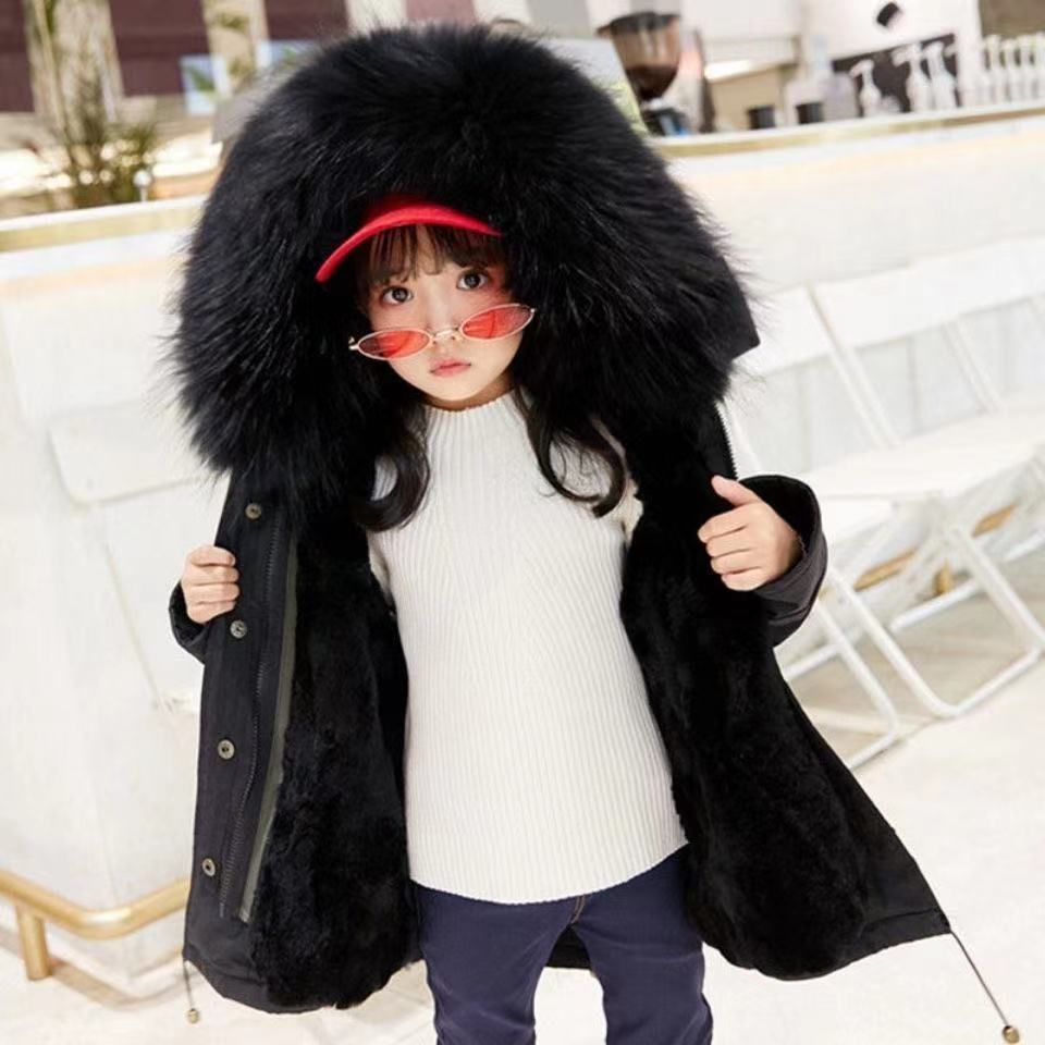 Vestes pour enfants, vêtements pour filles, garçons et bébés, grand col en fourrure