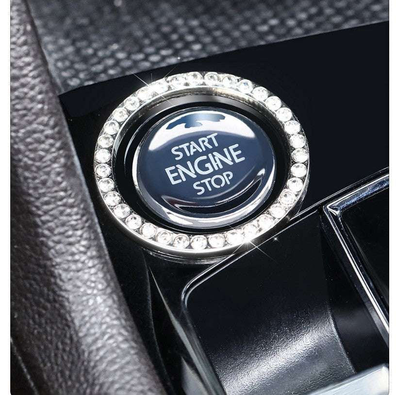 Car Diamond-embedded One-click Start Decorative Ring Car Interior Stickers Car Ignition Start Decorative Ring Diamond-embedded