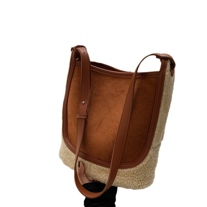 Sac à bandoulière à une épaule en peluche pour femmes