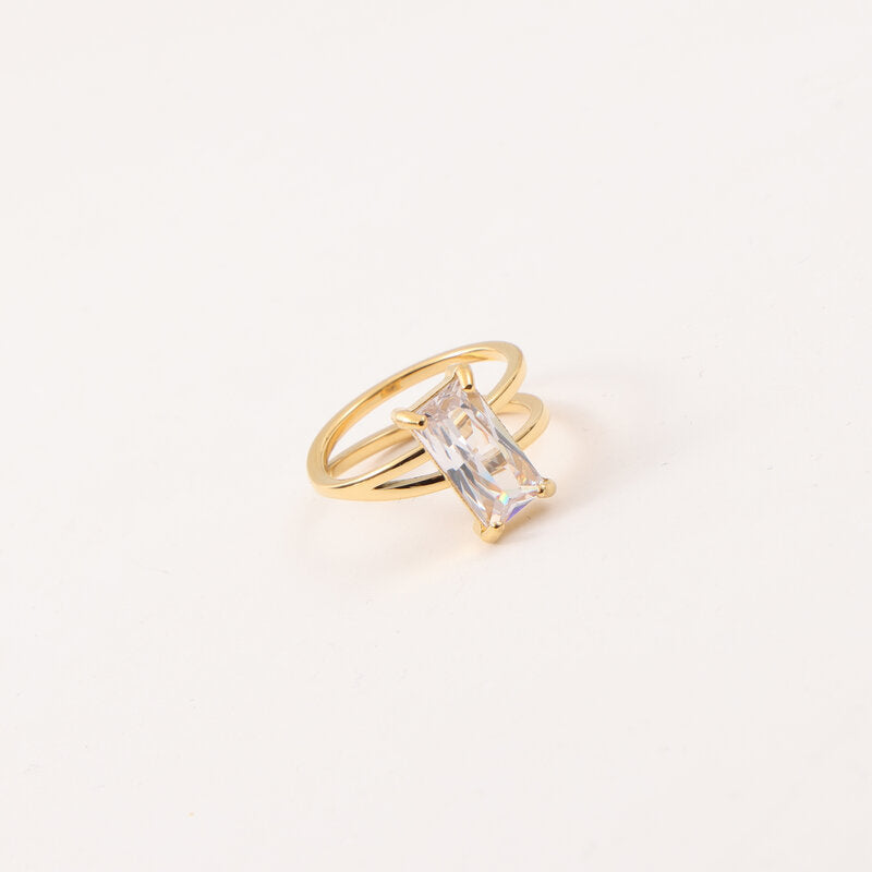 Anillo largo de circón a la moda para mujer