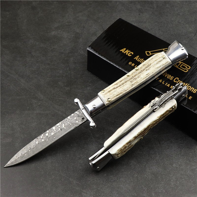 Couteau pliant de camping en plein air damas