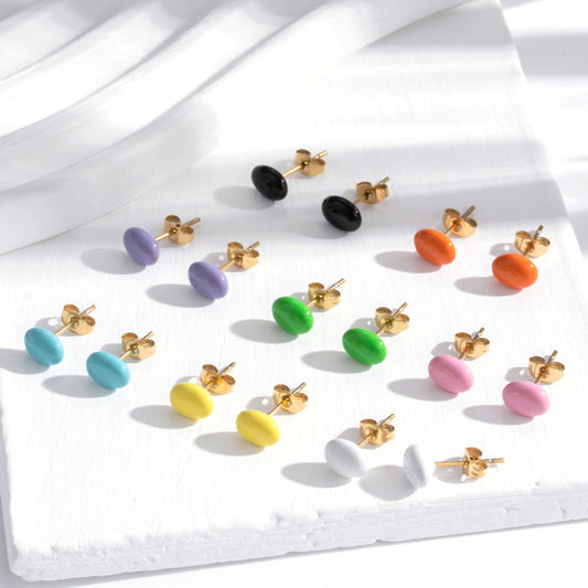Mini bonnet de couleur assorti à tout, boucles d'oreilles à clous en acier inoxydable, petite Dopamine, grâce raffinée