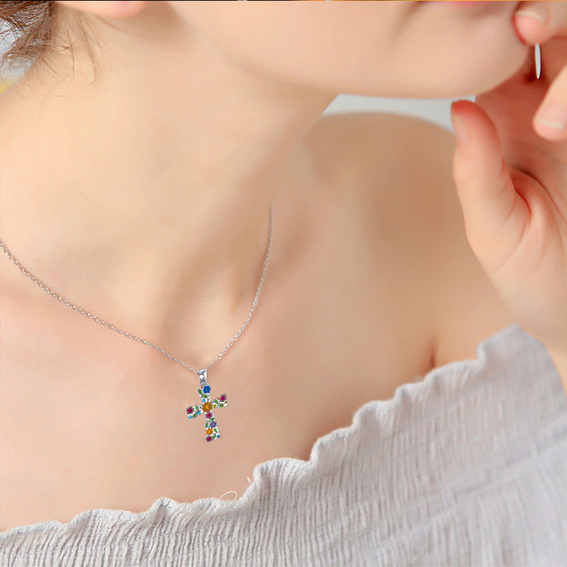 Cross Flower Necklace Pendant Female Fashion