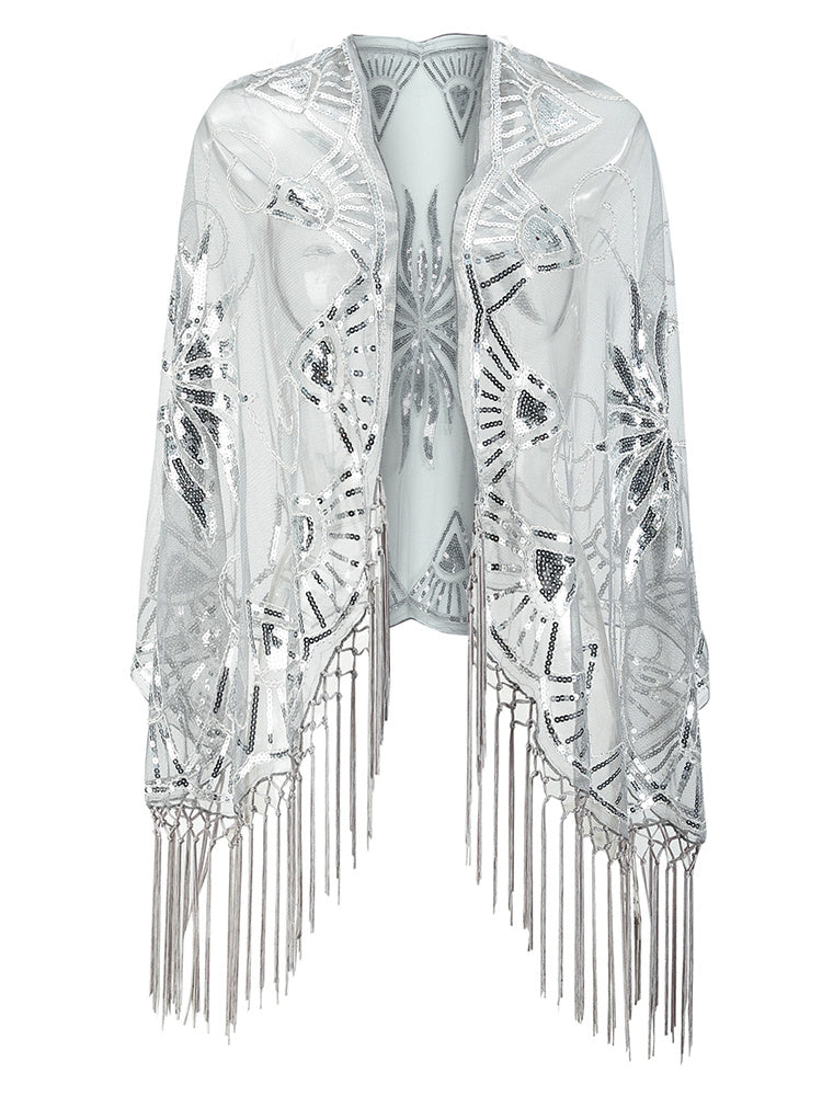 Flapper Gatsby Party Mesh Short Cover Up Accessoire de robe