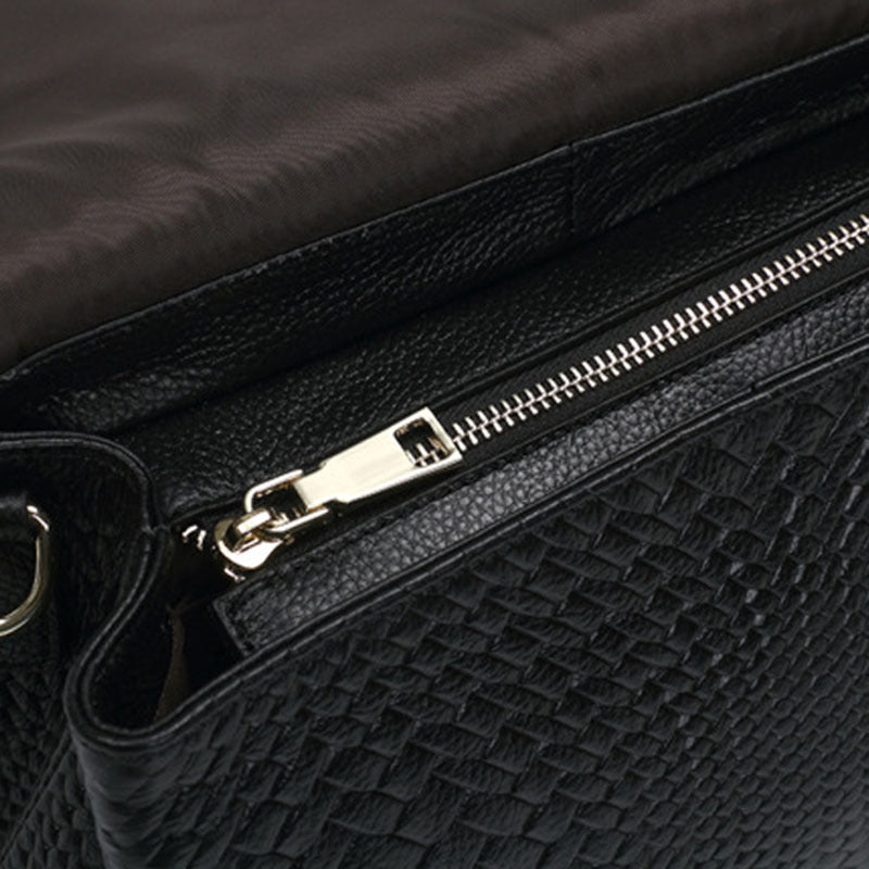 Sac tissé en cuir véritable pour femme, petit sac à bandoulière, sacoche à épaule