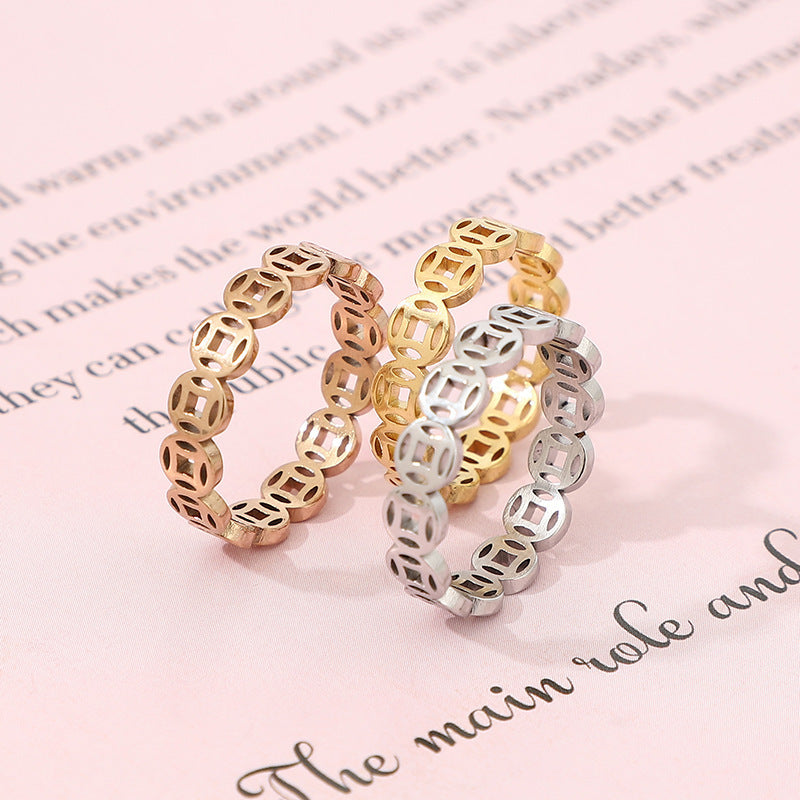 Bague porte-bonheur en acier inoxydable