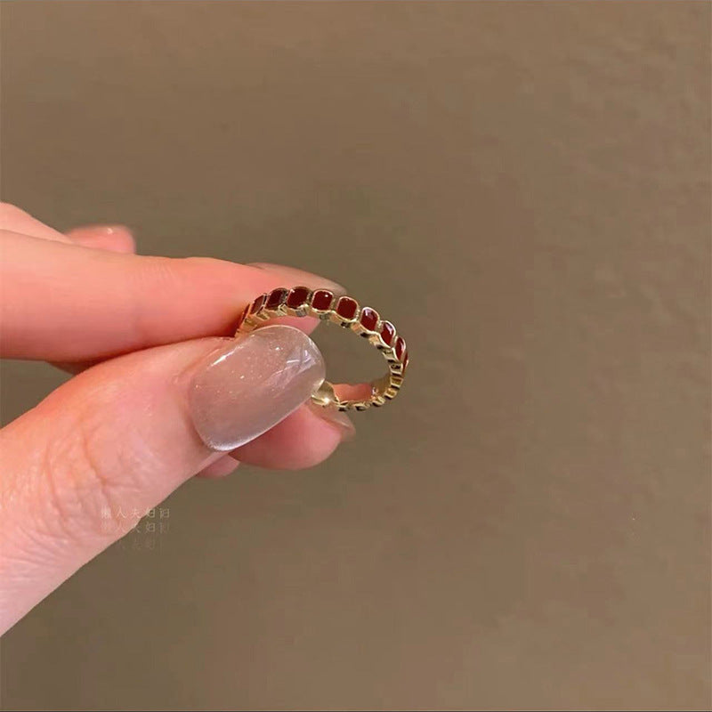 Anillo de piedra Natural ámbar estilo Vintage Maillard para mujer temperamento salvaje