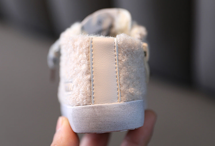 Deux baskets en coton et chaussures rembourrées en velours pour filles, chaussures blanches en coton