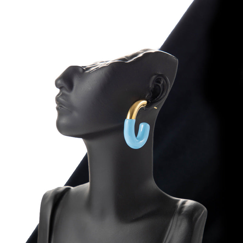 Boucles d'oreilles en acier inoxydable simples et à la mode pour femmes