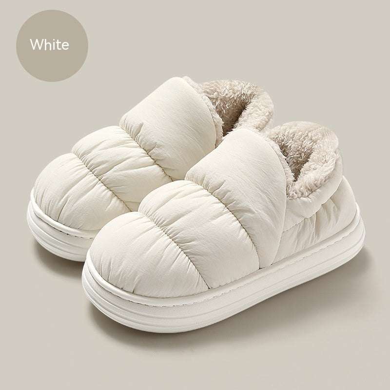 Pantoufles en coton à chevilles pour femmes, hiver