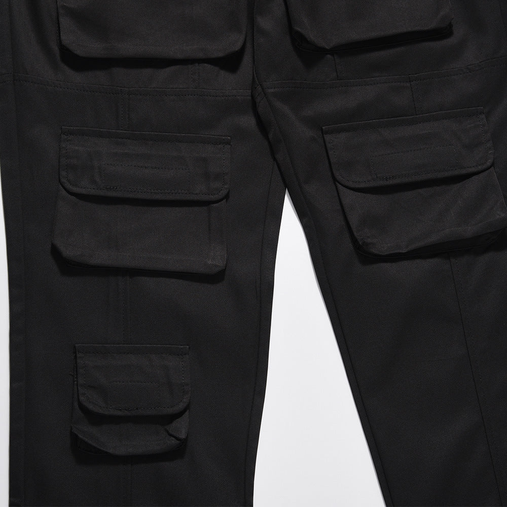 Men's Solid Color Loose Elastic-waist Straight-leg Pants