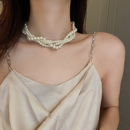 Collier de clavicule multicouche de mode pour dames
