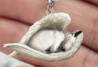 New Unique Dogs And Cats Sleeping Angel Pendant Car Key Ring