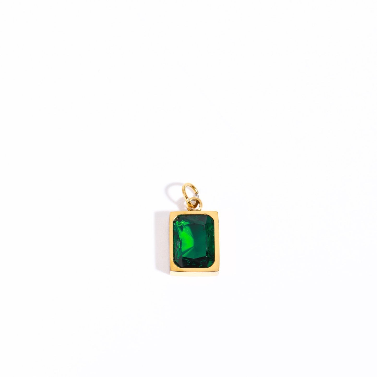 Collier double couche en acier inoxydable et zircon carré en or 18 carats