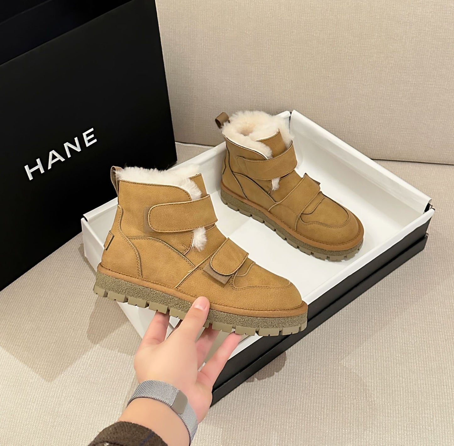 Nouvelles chaussures épaisses doublées de polaire pour femmes