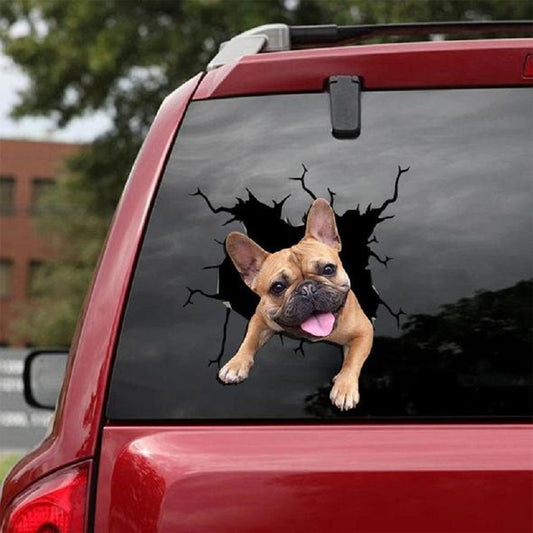 Pared de animales, todo tipo de cachorros, pegatinas electrostáticas creativas con agujero roto para ventana de coche