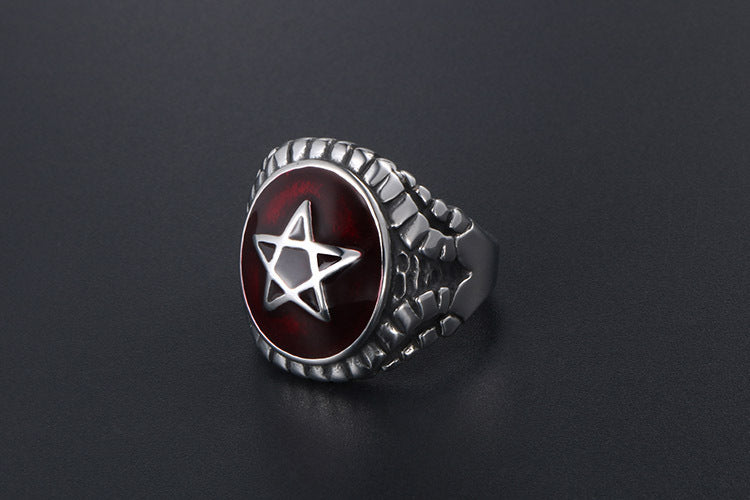 Anillo de estrella hexagonal punk de moda para hombres y mujeres