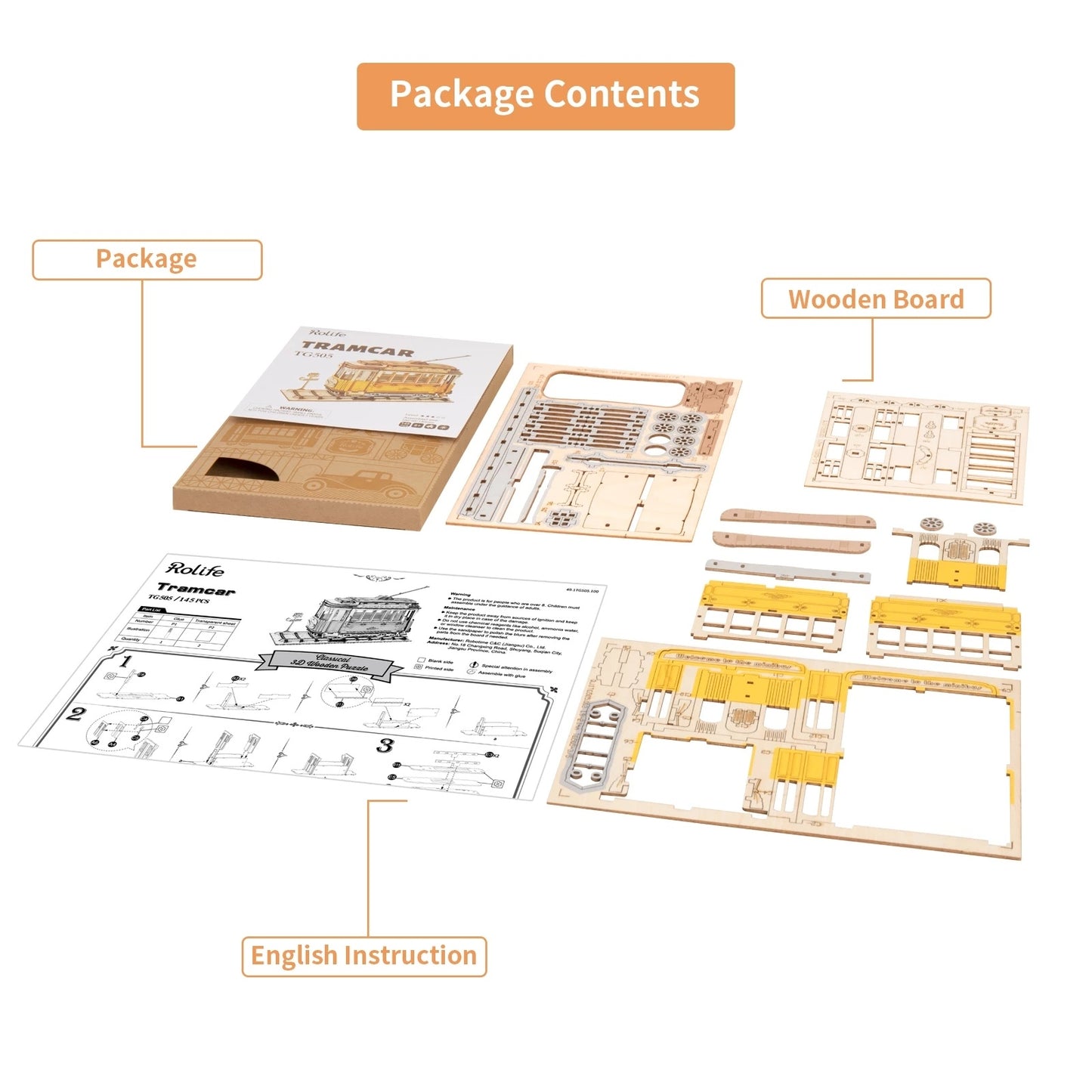 Robotime Rolife – modèle de tramway Vintage 3D, Puzzle en bois, jouets pour enfants, cadeaux de noël et d'anniversaire, TG505, livraison directe