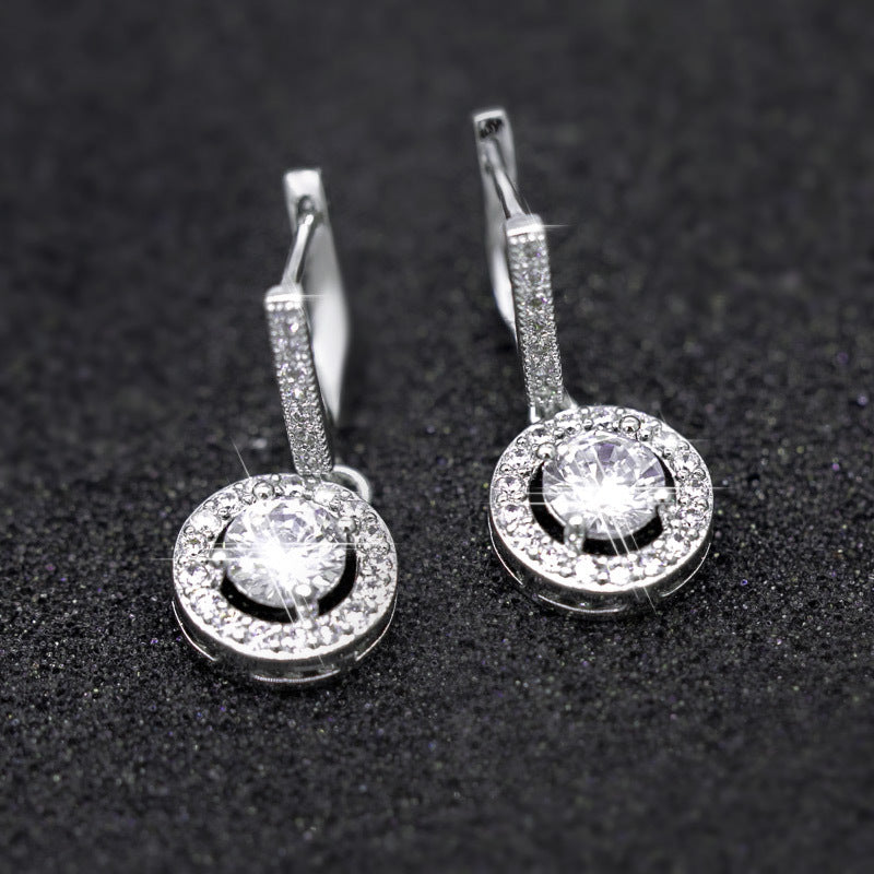 Boucles d'oreilles simples et brillantes en Zircon pour femmes