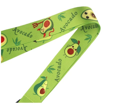 Lanière de téléphone portable avec boucle en Polyester, impression Double face, dessin animé Fruit avocat