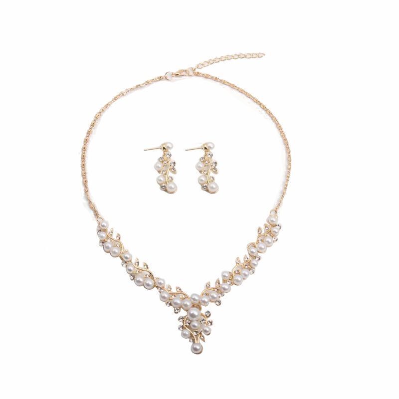 Suite de colliers et boucles d'oreilles en perles de strass simples