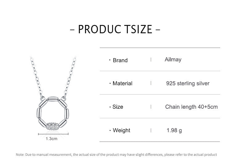 S925 Silver Round Necklace For Women European And American
