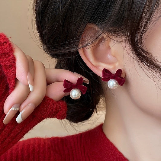 Boucles d'oreilles à tige en velours, boucles d'oreilles rétro françaises
