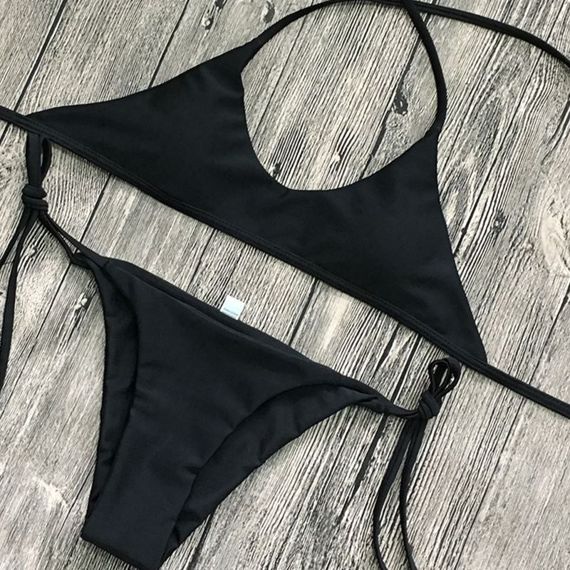 Traje de baño para mujer Bikini Conjunto de bikini de color sólido