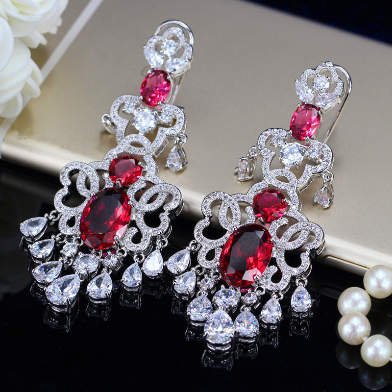Boucles d'oreilles exagérées en Zircon incrusté de Micro pour femmes
