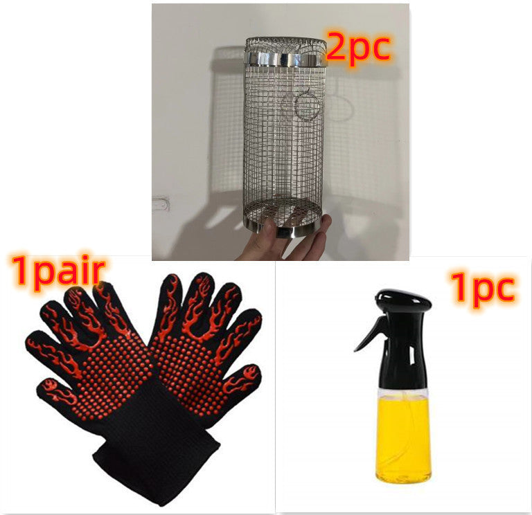 Panier à griller roulant en métal pour Barbecue, filet Portable pour Camping en plein air, Gadgets de cuisine