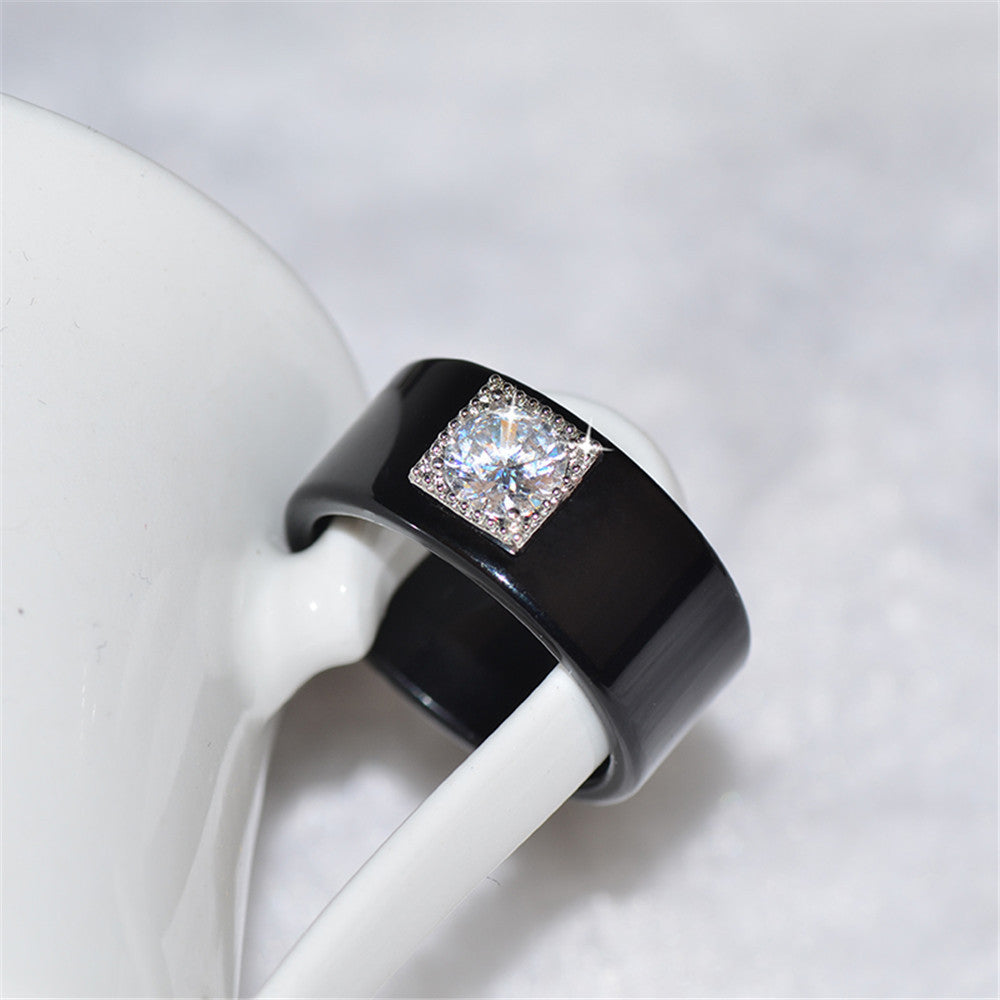Bague de couple en diamant de tempérament simple à la mode