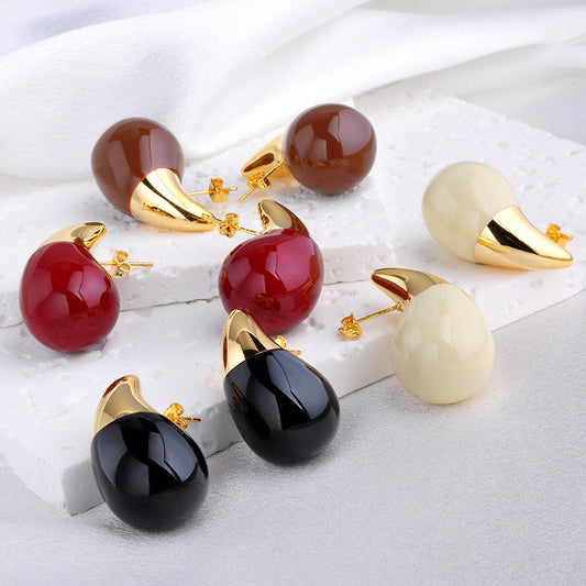 Boucles d'oreilles à tige creuses en forme de larme pour femmes